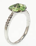 Каблучка Xuping колір Родій із кристалами Swarovski "Кристальна квіточка Peridot" р.17,18.5, фото 3