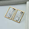 Срібні сережки-гвоздики з золотом розмір 22х15 мм вставка білі фіаніти вага 4.3 г, фото 5