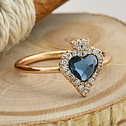 Каблучка Xuping з кристалами Swarovski 83229 розмір 17 ширина 11 мм вага 1.9 г колір джинсовий позолота 18К