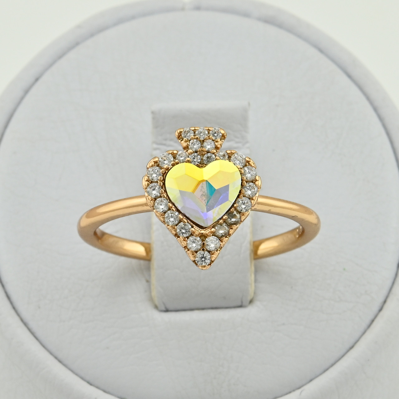Каблучка Xuping с кристаллами Swarovski 83229 размер 18 ширина 11 мм вес 1.9 г цвет рассвет позолота 18К