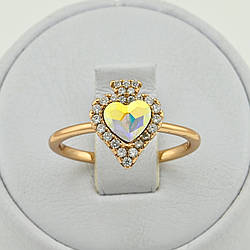 Каблучка Xuping с кристаллами Swarovski 83229 размер 18 ширина 11 мм вес 1.9 г цвет рассвет позолота 18К