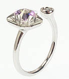 Каблучка Xuping колір Родій із кристалами Swarovski "Кристальна зірочка Tanzanite" р.16-17, фото 3