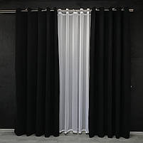 Однотонні штори з мікровелюру на люверсах 200*270 см, оксамитові портьєри для спальні Чорний, фото 4