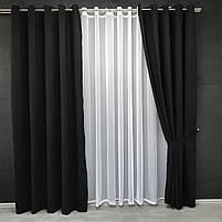 Однотонні штори з мікровелюру на люверсах 200*270 см, оксамитові портьєри для спальні Чорний, фото 7