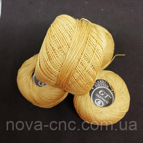 Бавовна Пряжа Ірис No8/10 грам блідо-жовтогарячий Паковання 10 штук Тон 2130, фото 1