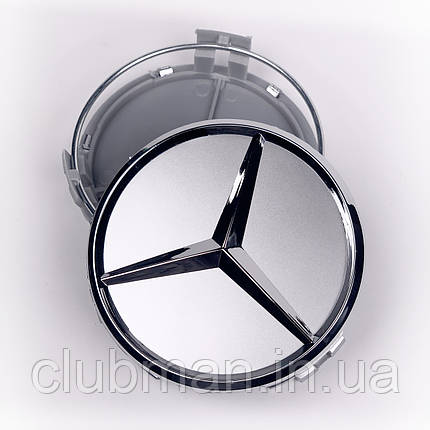 Ковпачки (заглушки) в литі диски Mercedes-Benz (Мерседес) 75 мм. Сріблясті, фото 1