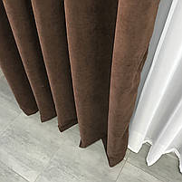 Однотонні штори з мікровелюру 200*270 см на люверсах, оксамитові портьєри Темно-коричневі, фото 8
