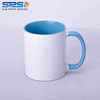 Чашка для сублимации голубая внутри и ручка 330мл