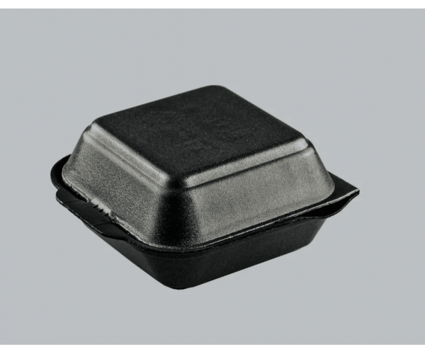 Ланч бокс одноразовий НР-6 15х15,2х6см 250шт чорний зі спіненого полістиролу, фото 1