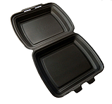 Ланч бокс одноразовий НР-1 24х20,5х8см 125шт чорний зі спіненого полістиролу, фото 3