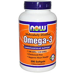 Жирні кислоти NOW Omega-3 - 200 softgels