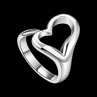 Посеребрённое стильное кольцо 925 Сердце фигурное