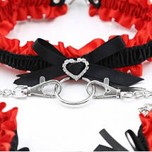 БДСМ набір Love Collar ошийник і наручники секс набір чорний з червоним, фото 2