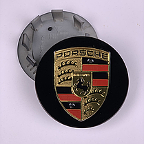 Ковпачки (заглушки) в литі диски PORSCHE (Порше) 64 мм Чорні-глянець, фото 2