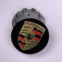 Ковпачки (заглушки) в литі диски PORSCHE (Порше) 64 мм Чорні-глянець, фото 3