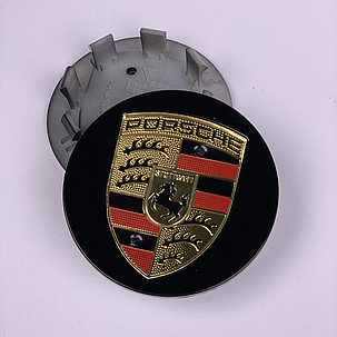 Ковпачки (заглушки) в литі диски PORSCHE (Порше) 64 мм Чорні-глянець, фото 2