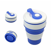 Багаторазовий складаний силіконовий стакан з кришкою Collapsible coffee cup 350 мл, фото 3