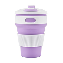 Багаторазовий складаний силіконовий стакан з кришкою Collapsible coffee cup 350 мл, фото 6