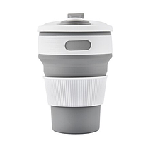 Багаторазовий складаний силіконовий стакан з кришкою Collapsible coffee cup 350 мл, фото 5