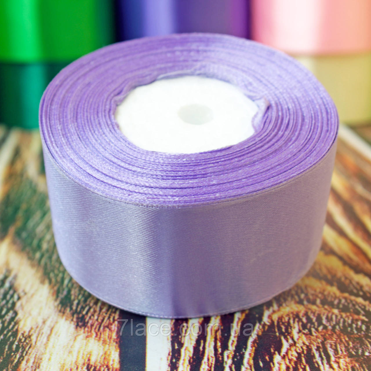 Стрічка атласна однотонна/колір СВІТЛО-ФІОЛТИВИЙ/ширина 4,0 см/бобіна 23 м
