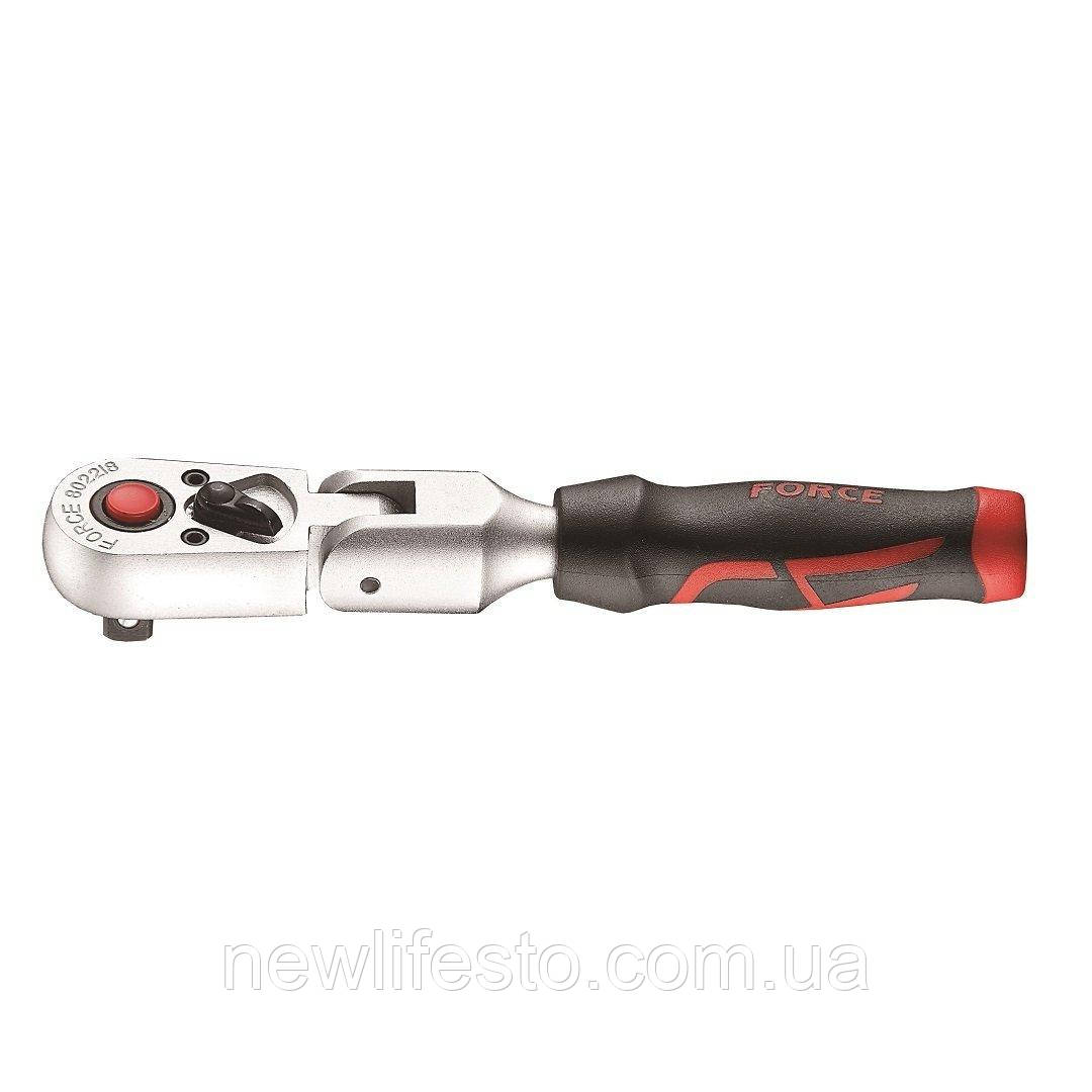 1/4" Тріскачка шарнірна з гумовою ручкою (20 зуб.) L = 127 мм