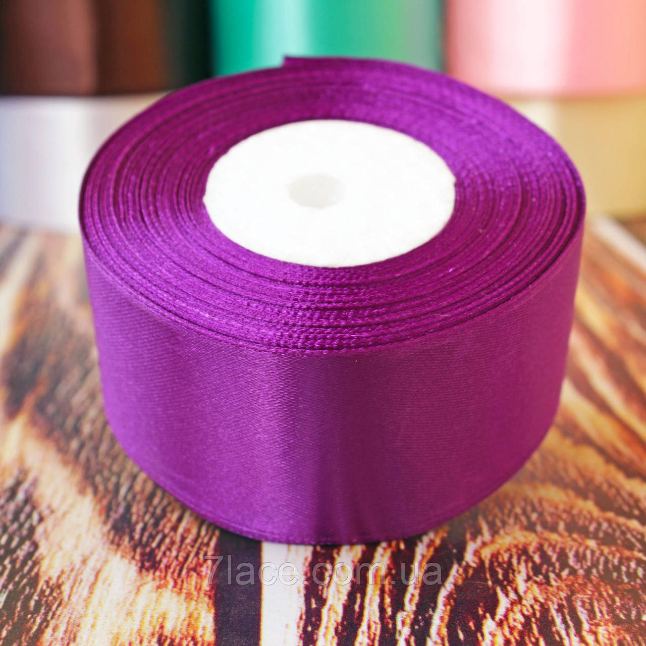 Стрічка атласна однотонна / колір НАСИЧЕНО-БУЗКОВИЙ / ширина 4,0 см / бобіна 23 м, фото 1