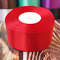 Стрічка атласна однотонна / колір ЧЕРВОНИЙ / ширина 4,0 см / бобіна 23 м