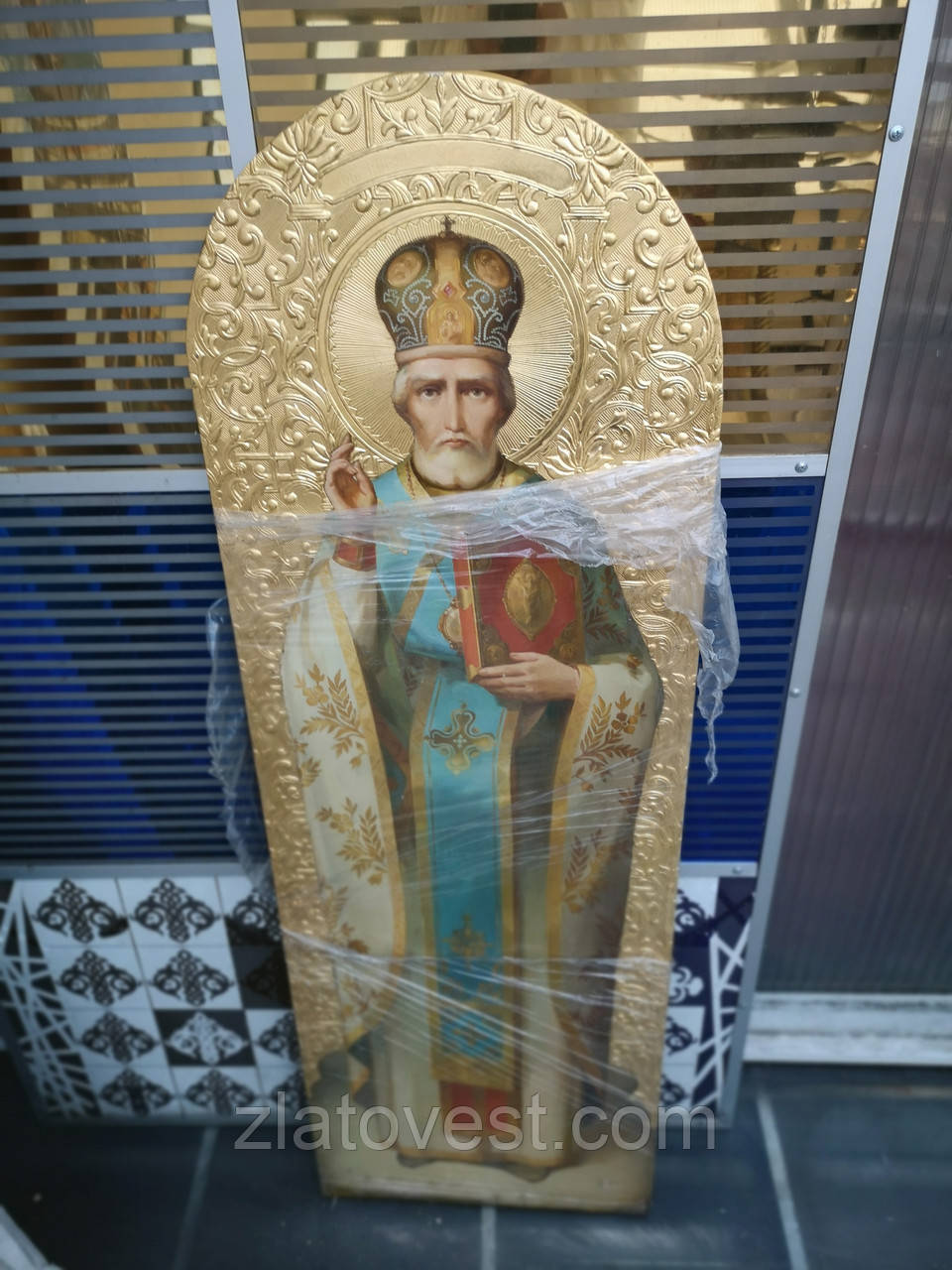 Ікона св. Микола, пісана 133*44см, фото 1