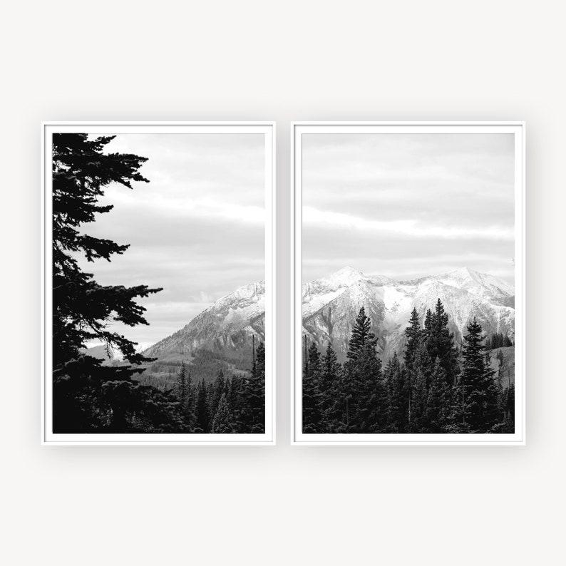 Набір постерів постер природа Black and White Landscape чорно-біле гори плакат формату А3 без рам