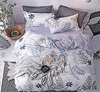Стильный 1,5-спальный комплект постельного белья сатиновый, качество люкс S414