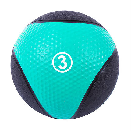 М'яч медичний (медбол) твердий 3кг D=22 см, IronMaster чорно-блакитний, фото 2