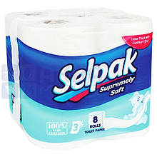 Туалетний папір Selpak максі 3-шарова/200 8 рулонів целюлоза біла супер