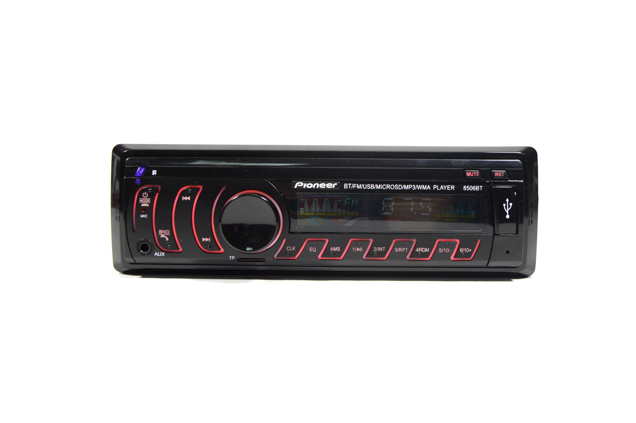 Pioneer 8506BT - Bluetooth Usb+Fm+Aux Автомагнітола RGB підсвіткою + пульт (4x50W)