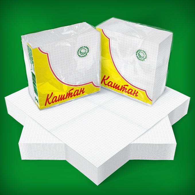 Серветки 25*25см 75шт білі Каштан, фото 1