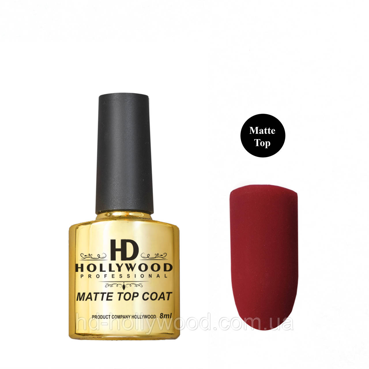 Топ матовий Matte Top Coat «Velvet» No Wipe HD Hollywood 8 мл, фото 1