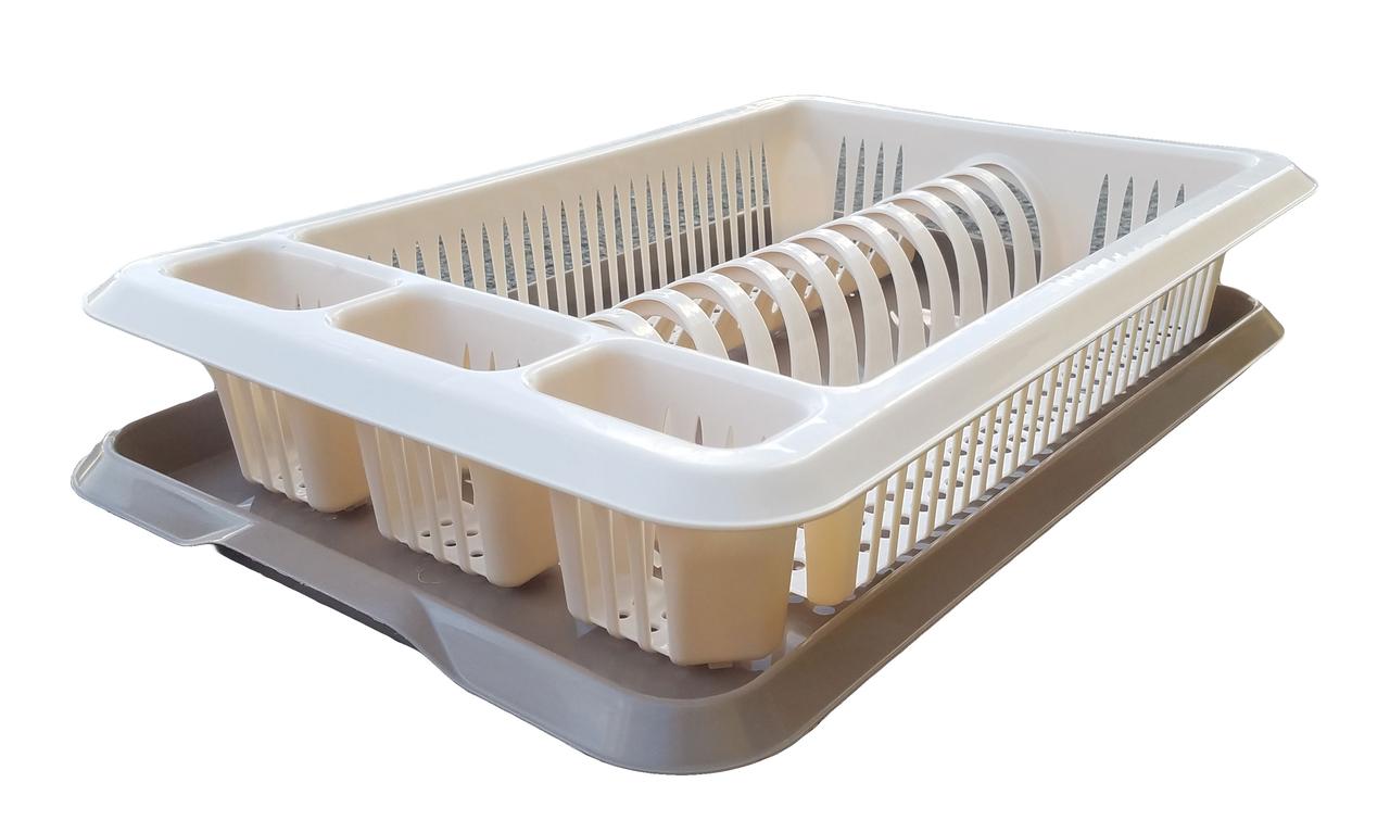Сушарка для тарілок 1-ярусна світло-бежева "Elif Plastik", фото 1