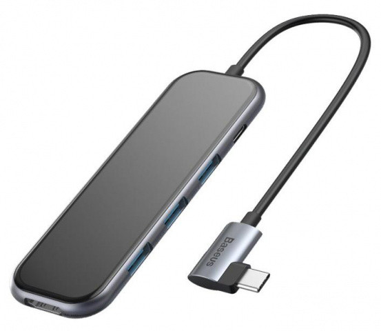 USB-хаб Baseus Multi-functional HUB (Type-C to 3xUSB3.0+HD4K+PD) Gray (CAHUB-BZ0G)