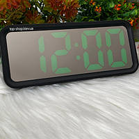 Дзеркальні LED годинник з будильником і термометром DT-6508 Black (зелена підсвітка)