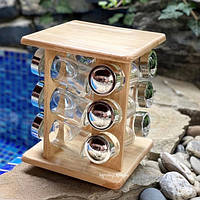 Набір для спецій на дерев'яній підставці Stenson MS-0375