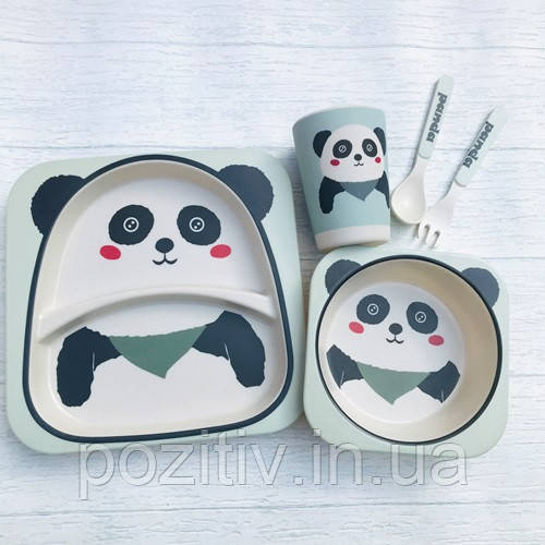 Дитячий посуд з бамбука Панда, фото 1
