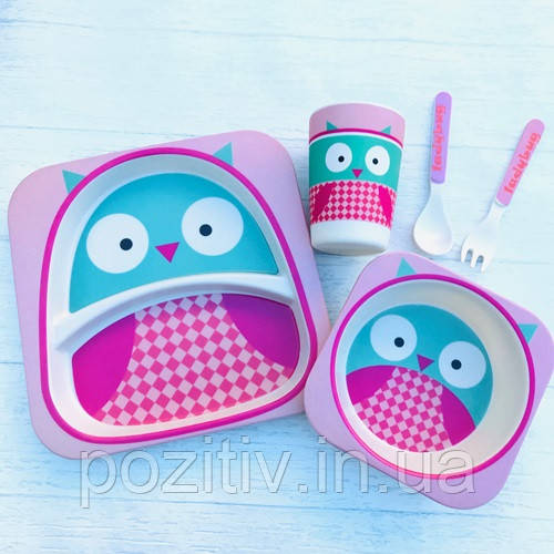 Набір дитячої бамбуковій посуду Сова Stenson, фото 1