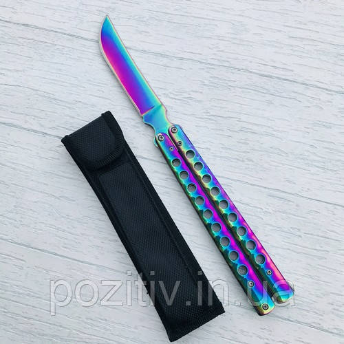 Складаний ніж-метелик (градієнт балисонг) хамелеон, фото 1