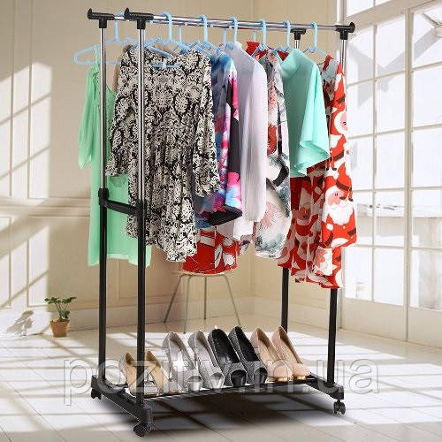 Телескопічна подвійна стійка, вішалка для одягу Double Pole Clothes Horse (30 кг), фото 1