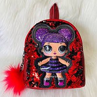 Рюкзак дитячий ЛОЛ з паєтками (оченята світяться) червоний