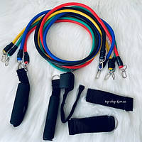 Набор эспандеров для фитнеса многофункциональный 5 жгутов Power Resistance Bands в чехле JT-003