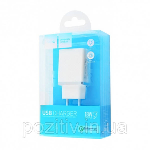 Мережевий зарядний пристрій Hoco C42A Vast power Quick Charge 3.0 (1USB, 3.0 A) White, фото 1