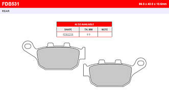 Колодки гальмівні задні HONDA CB250 ,CB400 ,CB500 F / CBR250R FERODO FE FDB531P