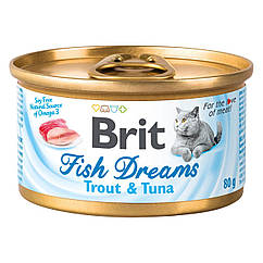 Вологий корм для кішок Brit Fish Dreams 80 г (тунець і форель)