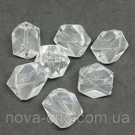 Бусины акрил "Куб грани" прозрачный 20 мм 500 грамм, фото 1