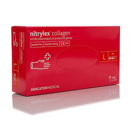 Рукавички нітрилові неопудрені NITRYLEX Collagen р. L, (50пар), фото 1